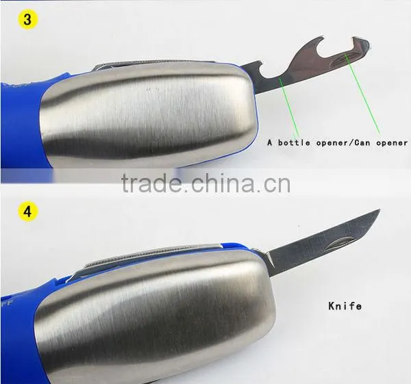10-In-1 Multi Tool Flashlight with Safety Knife Wrench Scissors Screwdriver