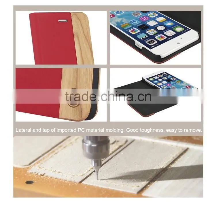 Factory Wood Case For iphone 6s ,Pu Flip Cover Case For iphone 6s