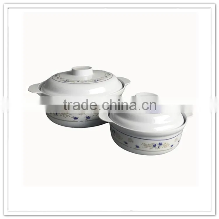 Different size food storage containers ceramic-like melamine custom plastic bowl with handle