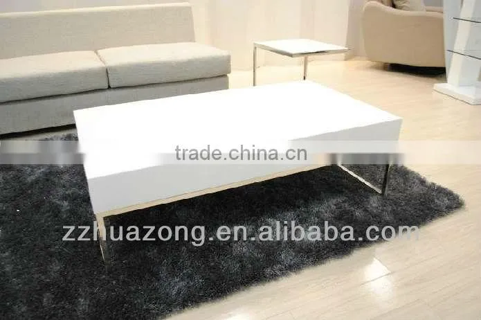 Modern White High Gloss MDF Coffee Table With Chromed Steel