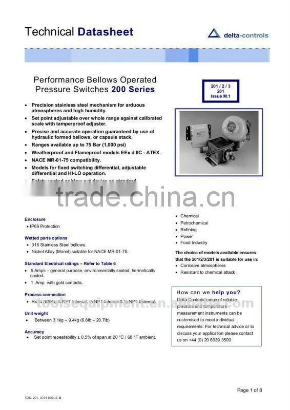 Pressure switch Delta-control 200 series