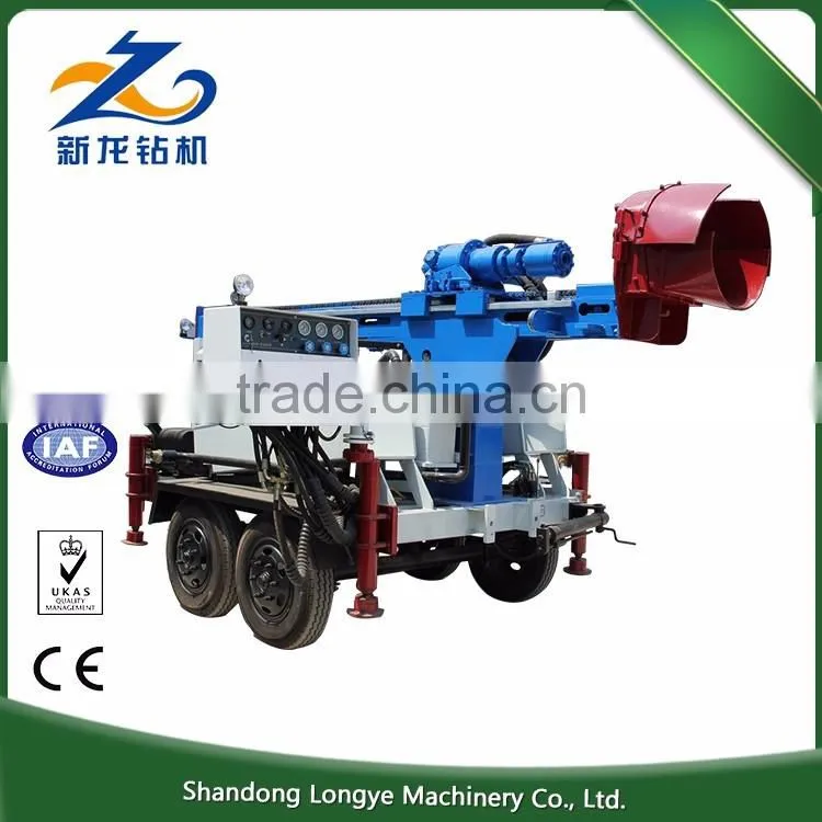 Diesel engine 200m depth trailer mounted water well drilling rig, Trailer mounted truck water well drilling rig