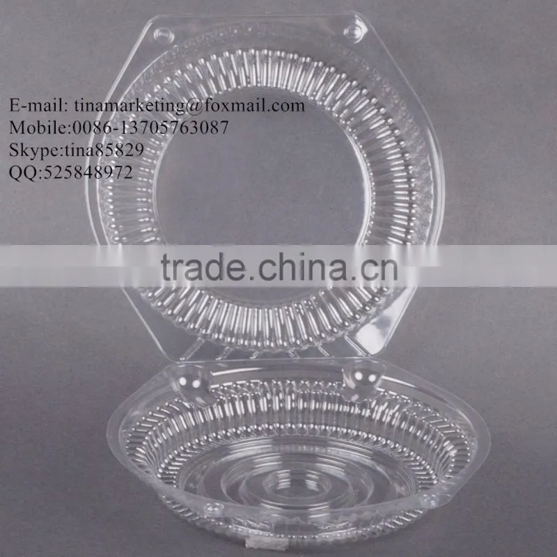 10" Hinged OPS Plastic Deep Pie Container, Plastic Clamshell Round Hinged Cake Container