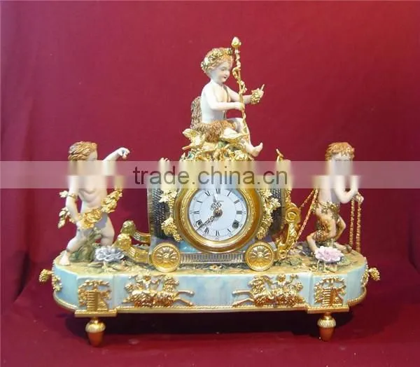 Creative Design Ornamental Churub Hanging Ceramic Desk Clock with Stand, Home Decorative Desk Clock