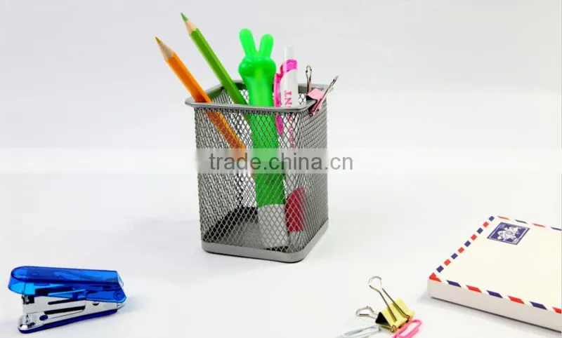 Metal Mesh Square Pen Holder