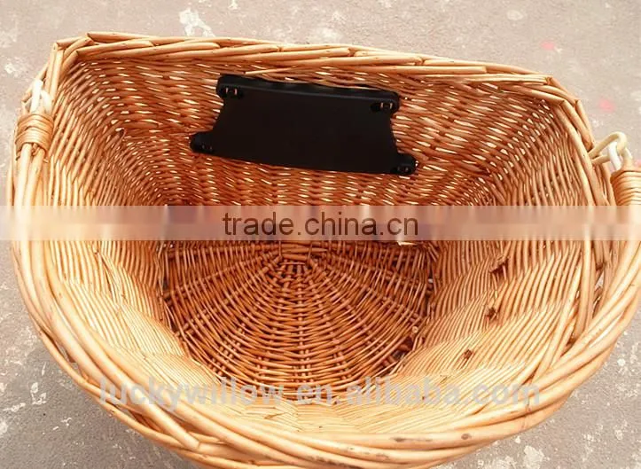 D Shape BICYCLE FRONT WICKER PANNIER BASKET with quick release bracket