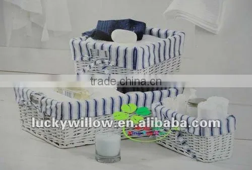 3 /s rectangle willow storge basket with liners wholesale