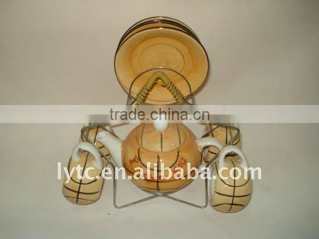 colourful porcelain tea set