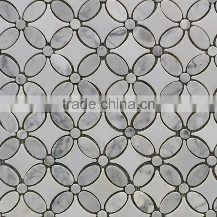 MM-CV268 Wholesales classic yellow natural stone floral mosaic tile