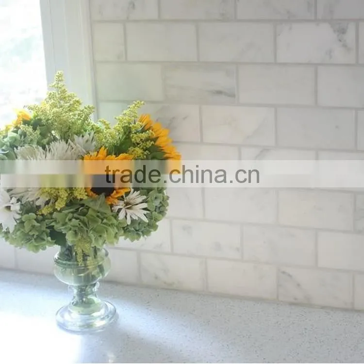 Top quality indoor design natural stone promotion white marble tile