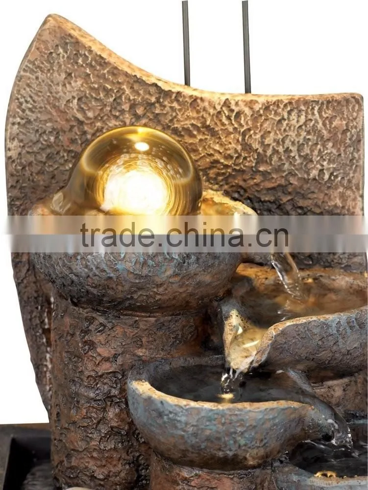 Faux Stone Table Fountain with Crystal Accent