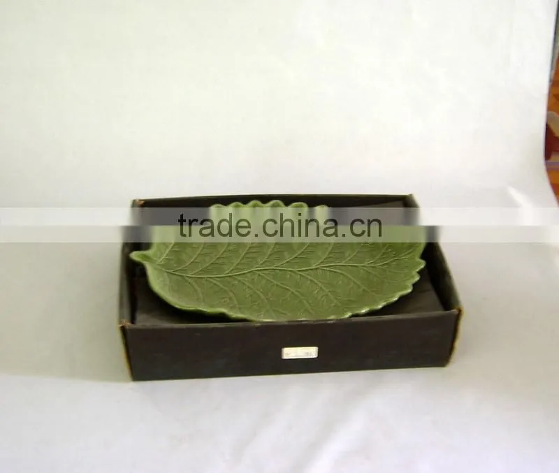 microwave Japanese style ceramic green leaf plate