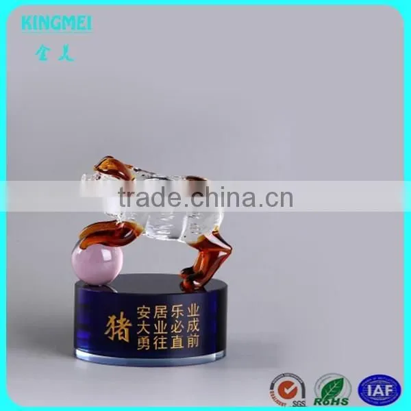 Crystal rabbit model with base personalizs lwords for twelve Chinese zodiac signs