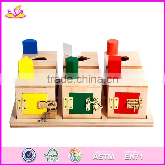 2017 New design children educational blocks box wooden best montessori toys W12F002