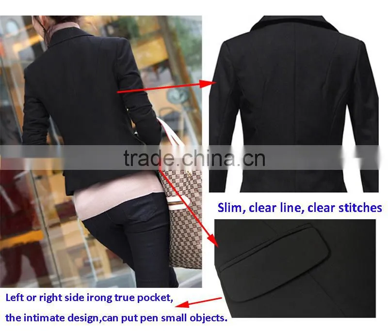 NEW Women Slim One Button Long Sleeve Black Women Blazers 2014