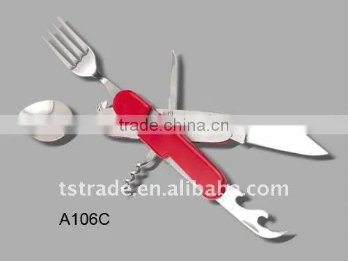 2014new Multi Tableware/Outdoor Tableware/Multi knife/Pocket knife barbecue tool set stainless steel tool A106C