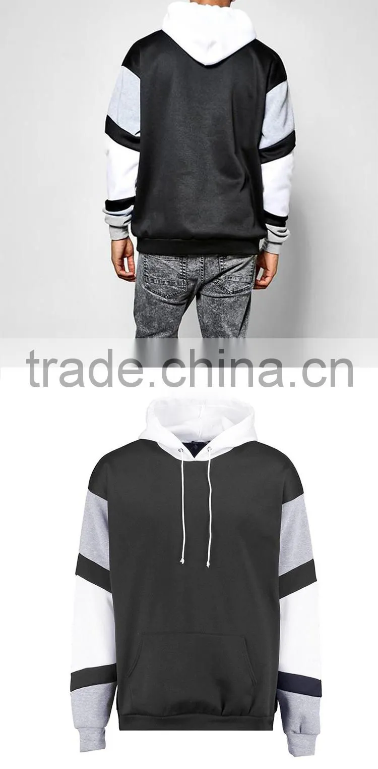 Wholesale mens oversized hooded sweatshirt block sleeve supreme hoodie custom logo