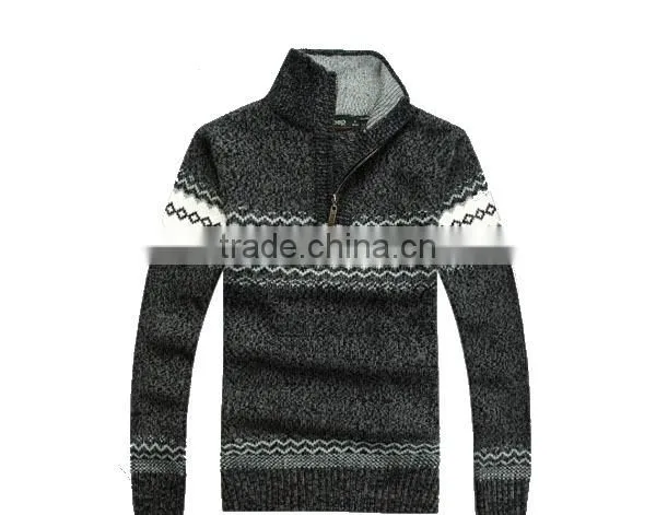 Autumn and Winter Wool Knitting Pattern 1/4 Zipper Fashion Men Pullover