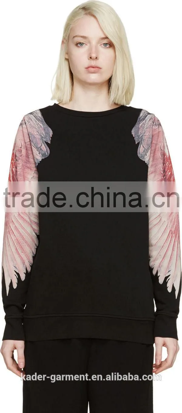 Clothing Factory in China Women 2015 Bird Wing Sweatshirt Wholesale Unique Design Sweatshirt