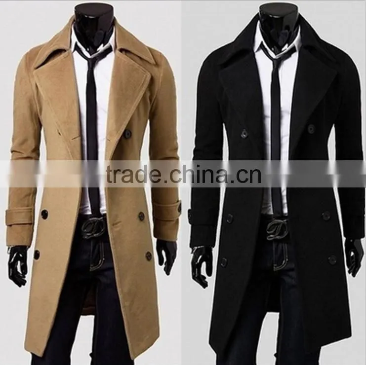 2016 Factory of Men's Long Style Woolen Coat Man Wool Blend Coat Men Wool Overcoat