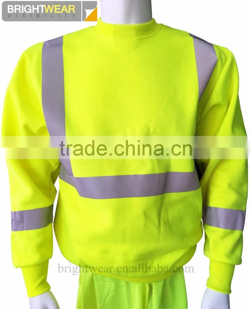 Polyester inner brush fleece jacket safety sweatshirt meet EN ISO20471