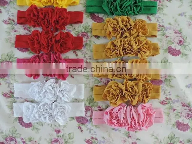 2016 Baby flower headbands wholesale infant cotton hair band Baby headwear flower hair elastic headbands for babies