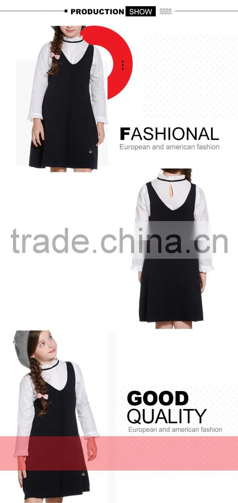 cheap wholesale long woolen handmade children sweater vest dresses designs for girl