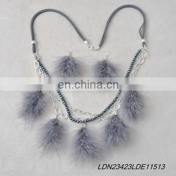 Real Feather Necklace Boho Style Leather Neckalce Gift for Women