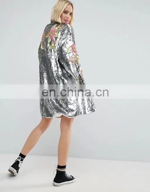 Promotion comfortable fashion causal bling bling lose sequin embroidery jacket women