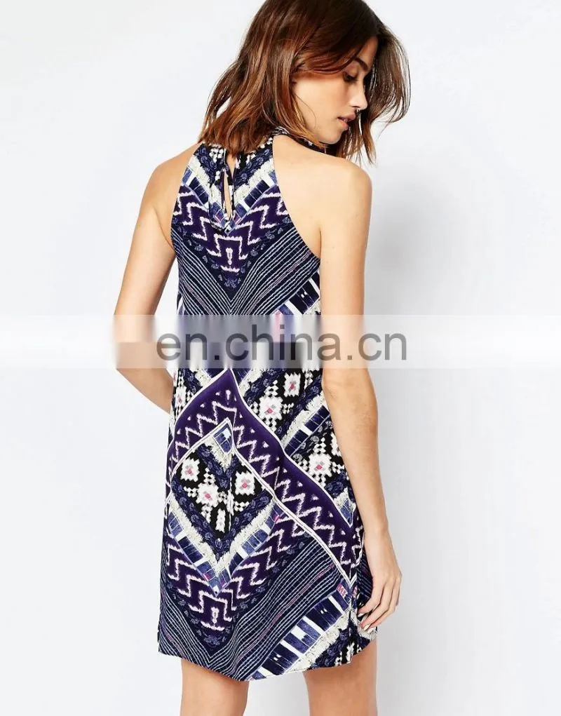 Hot sale fashion printing mini dress women summer dress new fashion western