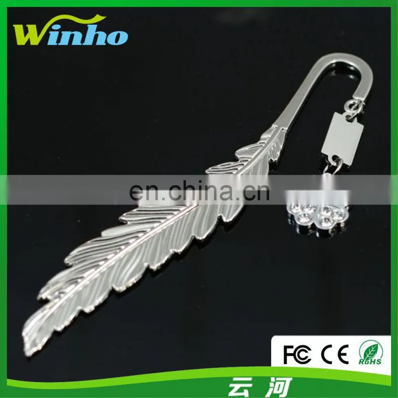 Winho silver plated feathers shaped four-leaf clover pendant hook reading bookmarks