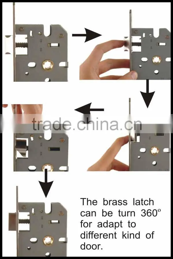 TRUST new structure type stainless steel turnable latch mortise lock