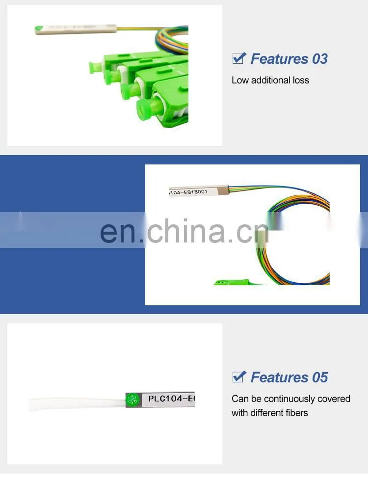 Factory Wholesale 1X2 1X4 1X8 1X16 1X32 1X64 Optical Fiber Sc Apc Upc Connector Steel Tube Type Plc Splitter