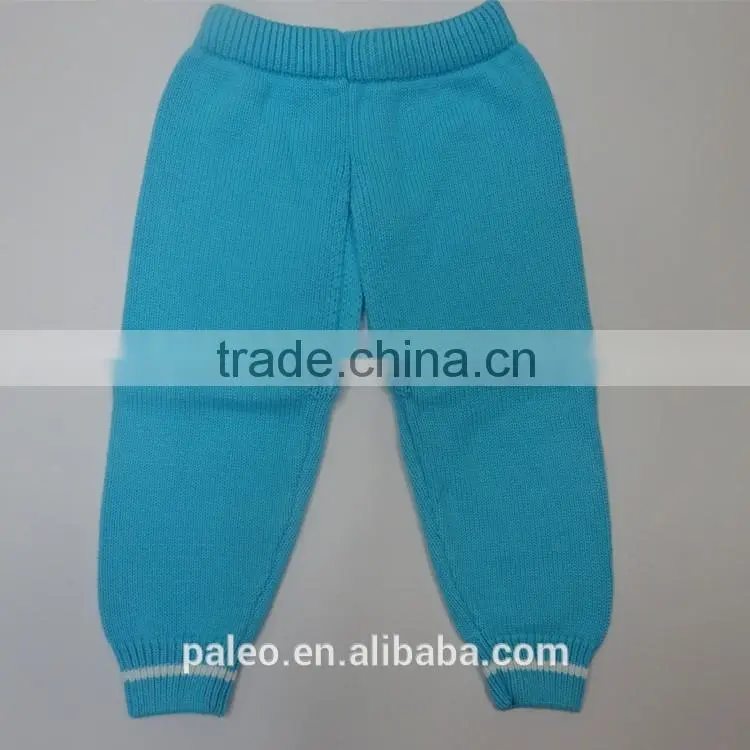eco-friendly colored 100% cotton knitted parttern toddler pants