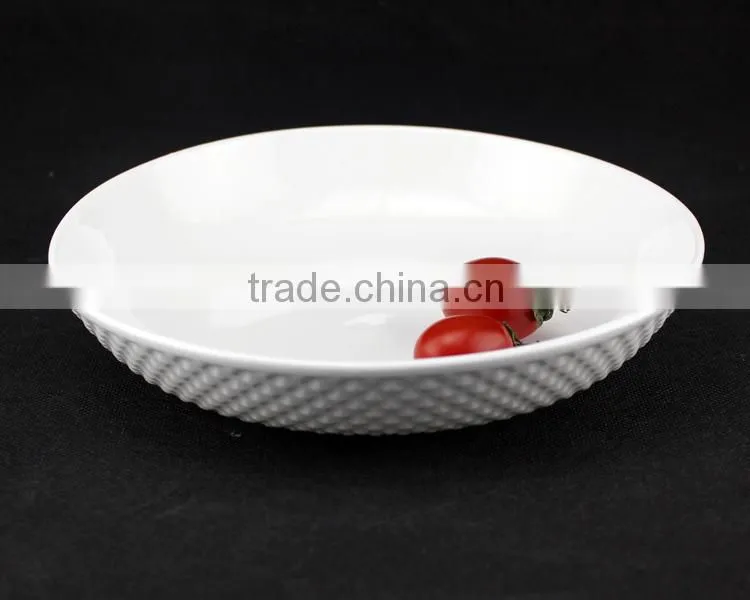 porcelain embossed plate, 8" porcelain fruit plate, wholesale porcelain fruite plates