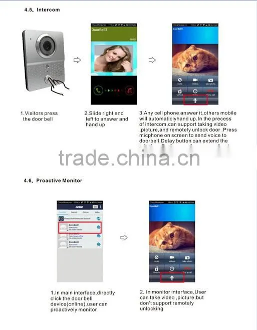 New Arrival Home Security Wireless WIFI Video Door Phone With Remote Control by App for Android & IOS Smartphone