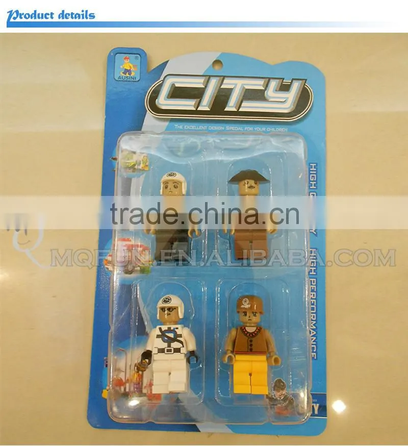 Mini Qute 4pcs/lot intellect boy collection models city engineer action figure plastic building block educational toy NO.25792B