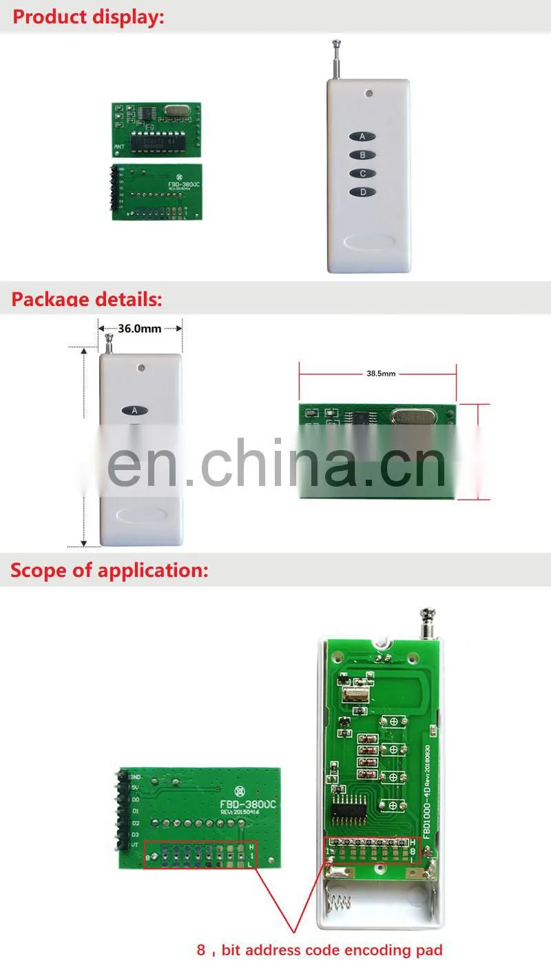 RF 433mhz Rf modulator 4 channel Rf module with remote Remote control module