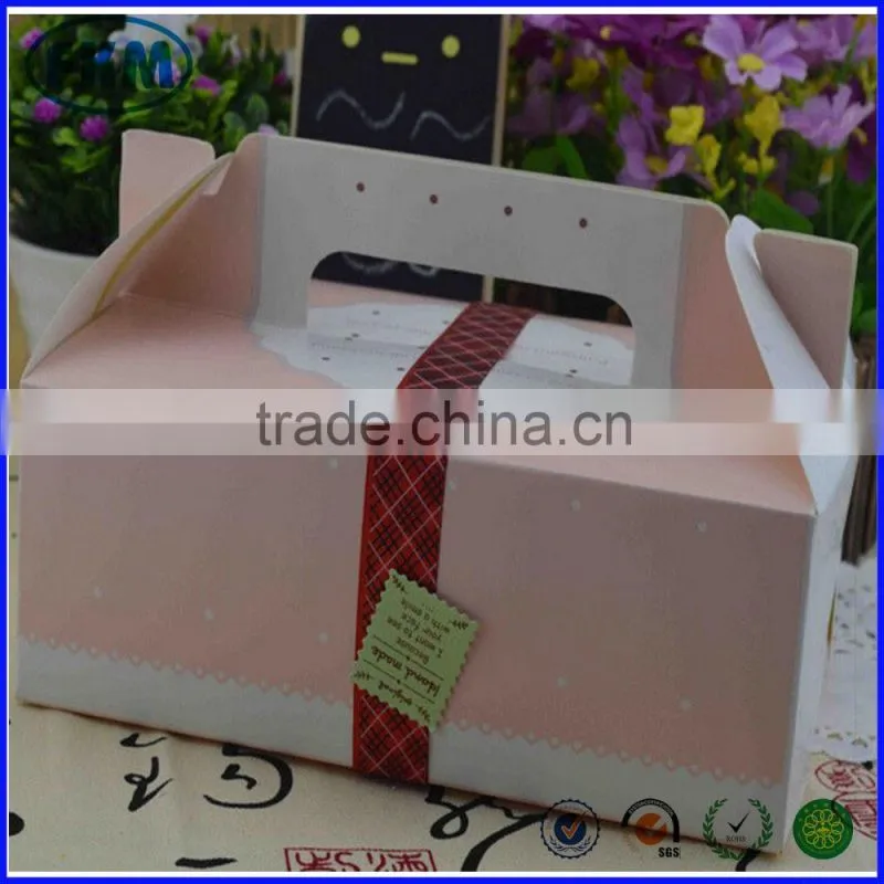 Wedding Favor Box Pink Paper Xmas Party Gifts Candy Cake Cookies Box With Handle