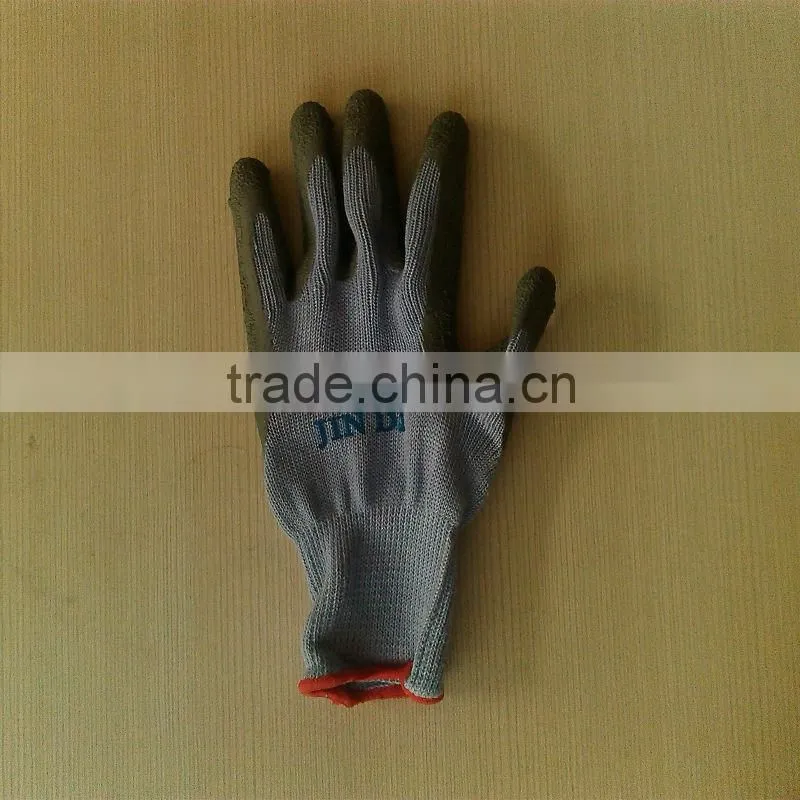 sring knit with latex rubber coated palm work safety gloves