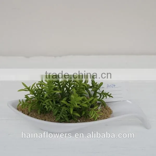 Natural looking potted artificial grass/succulent plants
