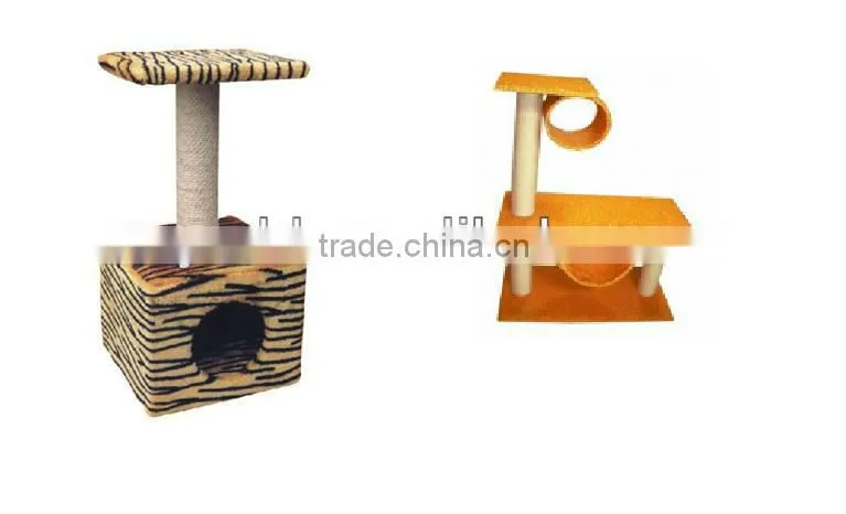 plush cat tree cat scratcher house /plush pet toy/plush house for cat
