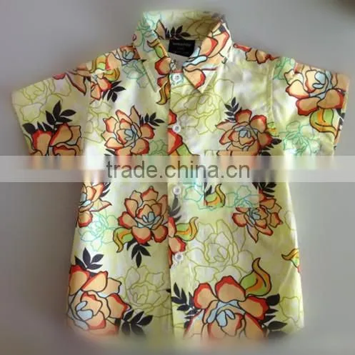 short sleeve shirts kid garment fashion formal cotten collar children crocodile Printing Shirt