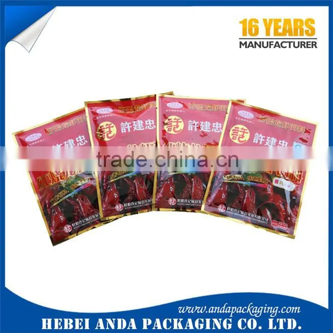 Food grade nylon plastic pouch pickles packaging plastic bag with tear notch/ pickles food packing bag