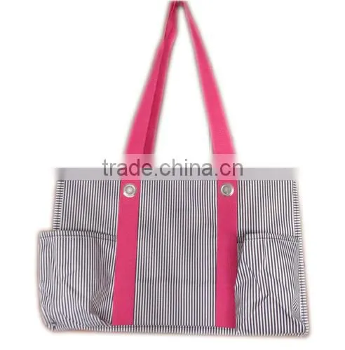 Utility Tote Bag With Pink Shoulder Straps