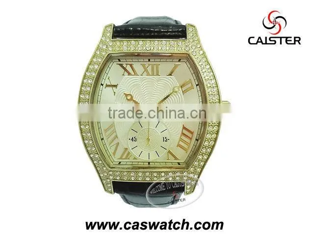 Luxury diamond alloy case watch custom big face watches for men