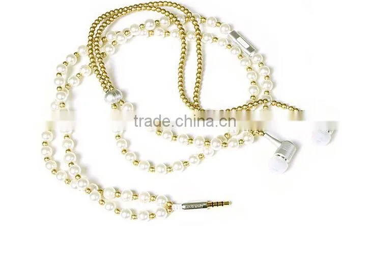 Fashion beaded stone earphone for promotion and gifts