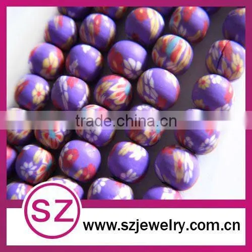 Popular polymer clay tear drop flower pattern dangle earring