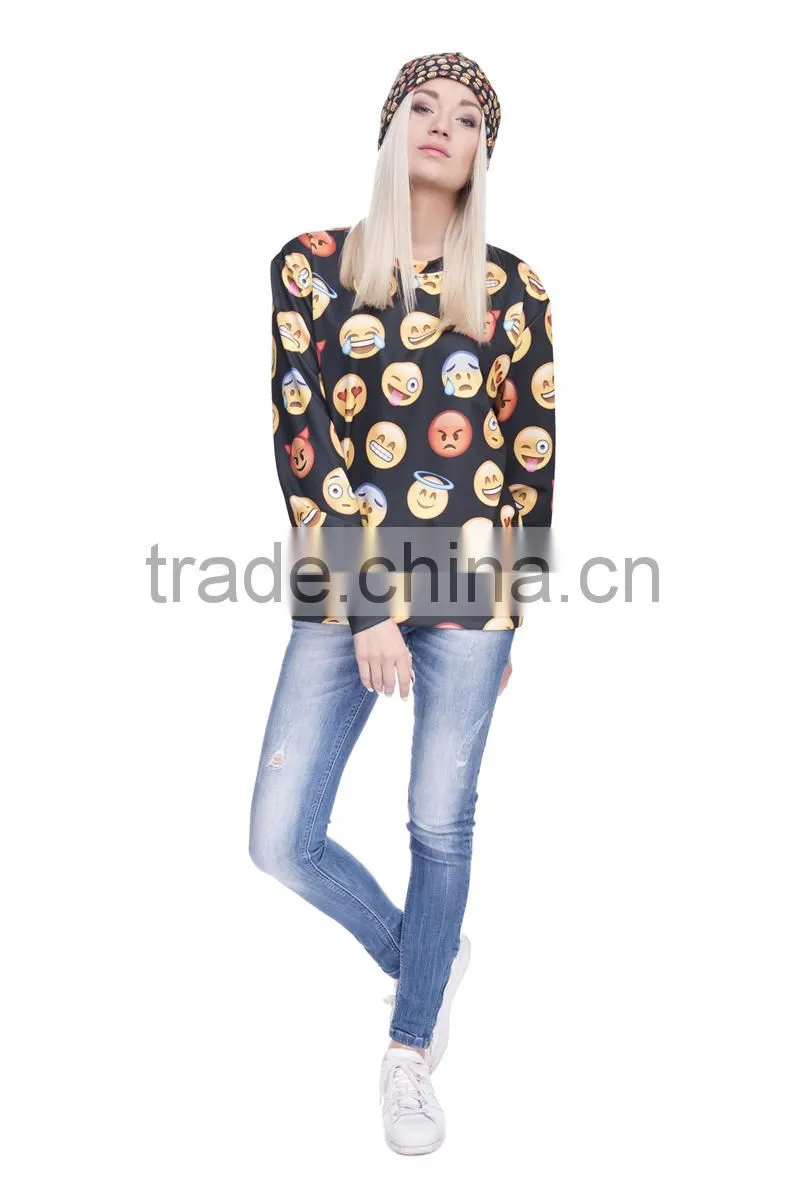 Custom design high quality cheap crewneck emoji sweatshirt