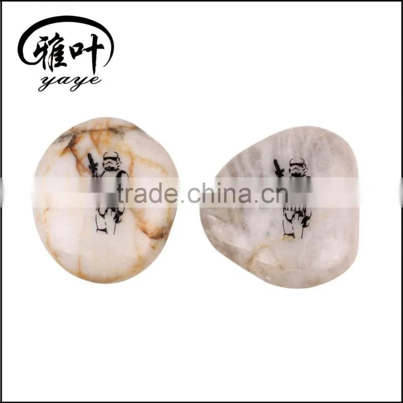 Wholesale Customized Engraved Black Letter pebbles Natural River Stones Fans Souvenir